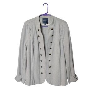 Modcloth Military Double Breasted Knit Blazer Jacket 1X Gray Stripe Nautical